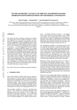 On the Geometric Accuracy of Implicit and Primitive-based Representations Derived from View Rendering Constraints