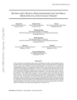 Matrix-free Neural Preconditioner for the Dirac Operator in Lattice Gauge Theory