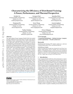Characterizing the Efficiency of Distributed Training: A Power, Performance, and Thermal Perspective