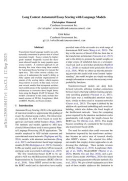 Long Context Automated Essay Scoring with Language Models