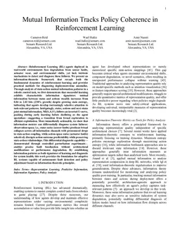 Mutual Information Tracks Policy Coherence in Reinforcement Learning