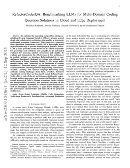 RefactorCoderQA: Benchmarking LLMs for Multi-Domain Coding Question Solutions in Cloud and Edge Deployment