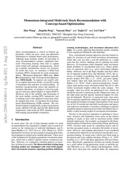 Momentum-integrated Multi-task Stock Recommendation with Converge-based Optimization