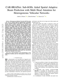 CAR-BRAINet: Sub-6GHz Aided Spatial Adaptive Beam Prediction with Multi Head Attention for Heterogeneous Vehicular Networks