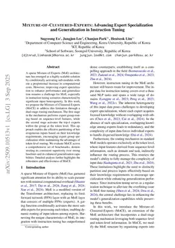 Mixture-of-Clustered-Experts: Advancing Expert Specialization and Generalization in Instruction Tuning