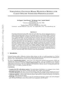 Variational Gaussian Mixture Manifold Models for Client-Specific Federated Personalization
