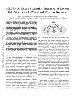 ASL360: AI-Enabled Adaptive Streaming of Layered 360$^\circ$ Video over UAV-assisted Wireless Networks