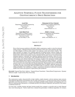 Adaptive Temporal Fusion Transformers for Cryptocurrency Price Prediction