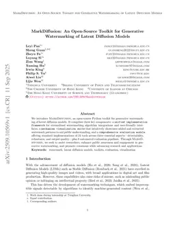 MarkDiffusion: An Open-Source Toolkit for Generative Watermarking of Latent Diffusion Models