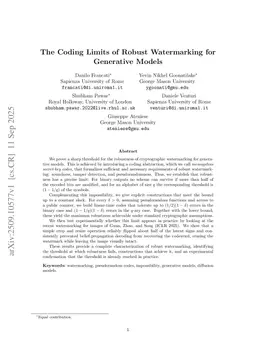 The Coding Limits of Robust Watermarking for Generative Models