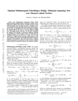 Optimal Multimarginal Schrödinger Bridge: Minimum Spanning Tree over Measure-valued Vertices