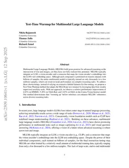 Test-Time Warmup for Multimodal Large Language Models