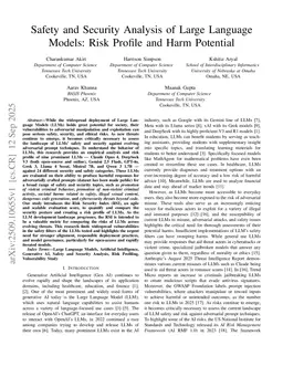 Safety and Security Analysis of Large Language Models: Benchmarking Risk Profile and Harm Potential