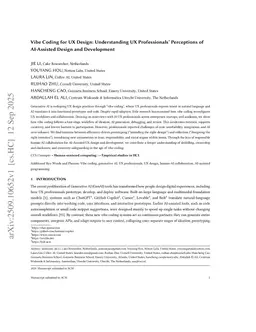 Vibe Coding for UX Design: Understanding UX Professionals' Perceptions of AI-Assisted Design and Development