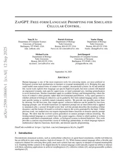 ZapGPT: Free-form Language Prompting for Simulated Cellular Control