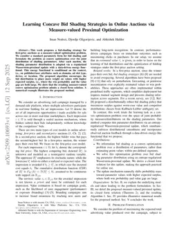Learning Concave Bid Shading Strategies in Online Auctions via Measure-valued Proximal Optimization