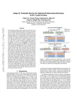 Judge Q: Trainable Queries for Optimized Information Retention in KV Cache Eviction