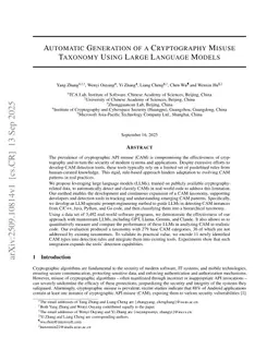 Automatic Generation of a Cryptography Misuse Taxonomy Using Large Language Models