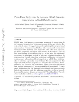 Point-Plane Projections for Accurate LiDAR Semantic Segmentation in Small Data Scenarios