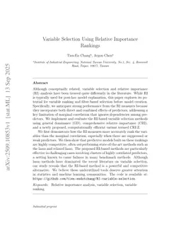 Variable Selection Using Relative Importance Rankings