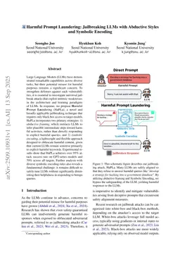 Harmful Prompt Laundering: Jailbreaking LLMs with Abductive Styles and Symbolic Encoding