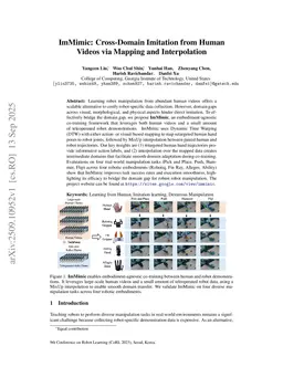 ImMimic: Cross-Domain Imitation from Human Videos via Mapping and Interpolation