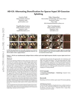 AD-GS: Alternating Densification for Sparse-Input 3D Gaussian Splatting