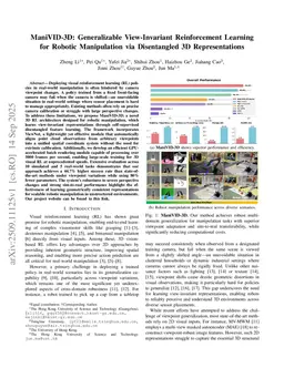 ManiVID-3D: Generalizable View-Invariant Reinforcement Learning for Robotic Manipulation via Disentangled 3D Representations