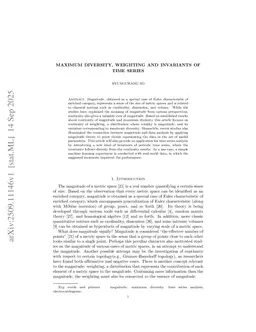 Maximum diversity, weighting and invariants of time series