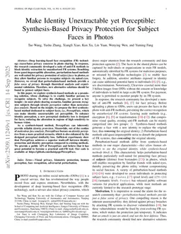 Make Identity Unextractable yet Perceptible: Synthesis-Based Privacy Protection for Subject Faces in Photos