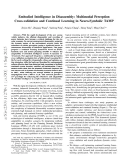 Embodied Intelligence in Disassembly: Multimodal Perception Cross-validation and Continual Learning in Neuro-Symbolic TAMP