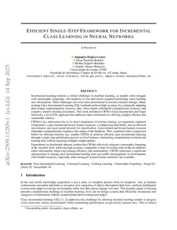 Efficient Single-Step Framework for Incremental Class Learning in Neural Networks