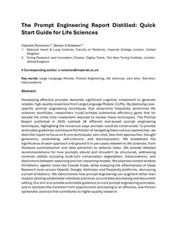 The Prompt Engineering Report Distilled: Quick Start Guide for Life Sciences
