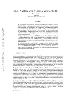 Opal: An Operator Algebra View of RLHF