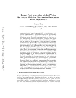 Toward Next-generation Medical Vision Backbones: Modeling Finer-grained Long-range Visual Dependency