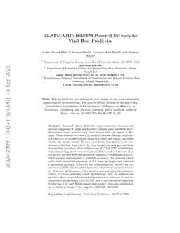 BiLSTM-VHP: BiLSTM-Powered Network for Viral Host Prediction