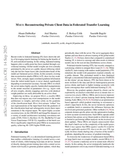 MAUI: Reconstructing Private Client Data in Federated Transfer Learning