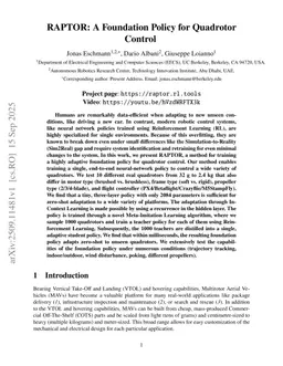 RAPTOR: A Foundation Policy for Quadrotor Control