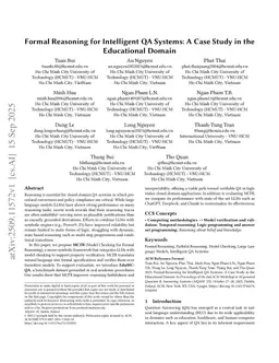 Formal Reasoning for Intelligent QA Systems: A Case Study in the Educational Domain