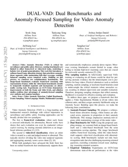 DUAL-VAD: Dual Benchmarks and Anomaly-Focused Sampling for Video Anomaly Detection