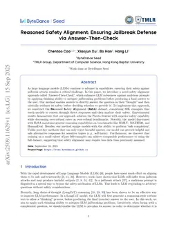 Reasoned Safety Alignment: Ensuring Jailbreak Defense via Answer-Then-Check