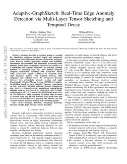 Adaptive-GraphSketch: Real-Time Edge Anomaly Detection via Multi-Layer Tensor Sketching and Temporal Decay