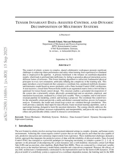 Tensor Invariant Data-Assisted Control and Dynamic Decomposition of Multibody Systems