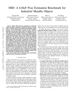 IMD: A 6-DoF Pose Estimation Benchmark for Industrial Metallic Objects