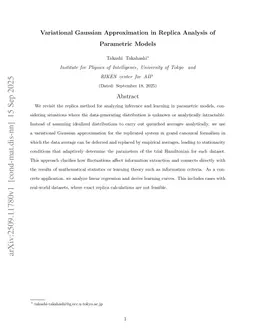Variational Gaussian Approximation in Replica Analysis of Parametric Models