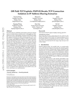 Off-Path TCP Exploits: PMTUD Breaks TCP Connection Isolation in IP Address Sharing Scenarios