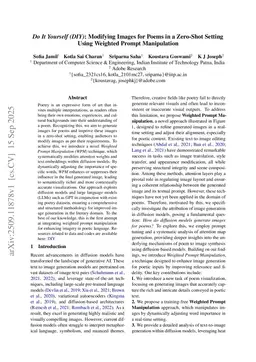 Do It Yourself (DIY): Modifying Images for Poems in a Zero-Shot Setting Using Weighted Prompt Manipulation