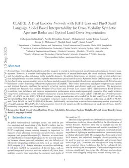 CLAIRE: A Dual Encoder Network with RIFT Loss and Phi-3 Small Language Model Based Interpretability for Cross-Modality Synthetic Aperture Radar and Optical Land Cover Segmentation