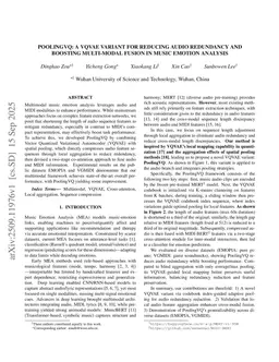 PoolingVQ: A VQVAE Variant for Reducing Audio Redundancy and Boosting Multi-Modal Fusion in Music Emotion Analysis