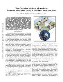 Time-Constrained Intelligent Adversaries for Automation Vulnerability Testing: A Multi-Robot Patrol Case Study